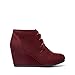 DREAM PAIRS TOMSON Women's Casual Fashion Outdoor Lace Up Low Wedge Heel Booties Shoes BURGUNDY 5.5 B(M) US