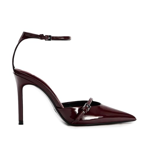 High Heels for Women Closed Pointed Toe Stiletto Buckled Ankle Strap Pumps Wedding Dress Shoes4