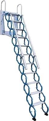 Concertina Loft Ladder Alloy Attic Access Ladder Pull Down Attic Ladder Alloy Attic Stairs with Armrests Folding Telescoping Ladder Can Load 880lbs (2.25)