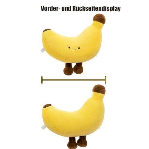 PlüSchtier Stofftier Banane,Gelbe Banane Kawaii Kissen Langes,PlüSch Bananen Kissen Obst GefüLlte Baumwolle PlüSchtier, Lustiges Frucht Design,Zimmerdekoration,Dekokissen Mit SüßEn FüßChen (23cm)