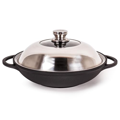 Wok Eurocast aluminio fundido 12.5" 5 qt con tapa miniatura 2