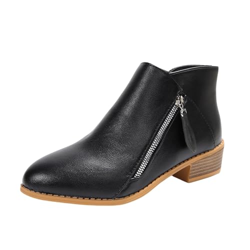 Botas Mujer Invierno 2026 Piel sintética Cálido Zapatos Botines Forradas Planas Botas Tacón Plano Cómodas Antideslizante Sneakers para Exterio Casuales Caminar Regalos