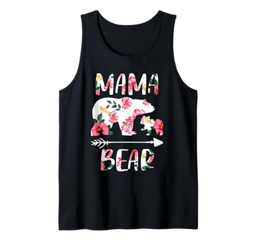 Tenues familiales Assorties Florales, drôle Mama Bear One Cub Débardeur
