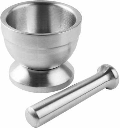 Blue - Odisha Pattachitra Handpainted Stainless Steel Mortar & Pestle
