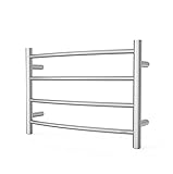 SHARNDY Towel Warmer Brushed Nickel for Bathroom Wall Mounted Bath Towel Heater Plug-in Electric Heated Towel Rack Stainless Steel Curved Round 4 Bars Drying Rack ETW29 40W 16.54x23.62x5.51 inches