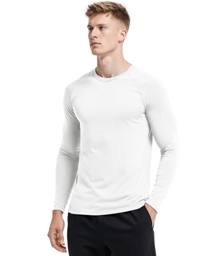 Men Long Sleeve Athletic Shirt, Crewneck Running T-Shirts Fitted, Moisture Wicking Base Layer...