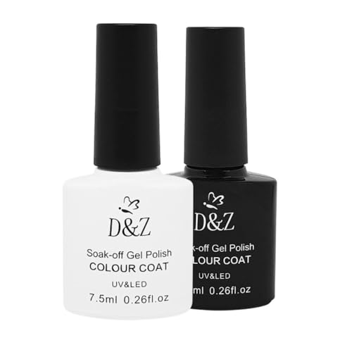 kit esmalte em gel uv led d&z branco e preto