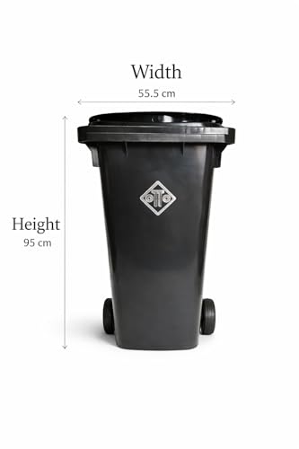 Image of OTTO Plastic Manual-Lift Garbage Waste Dustbin with Wheels 120 Ltr Black