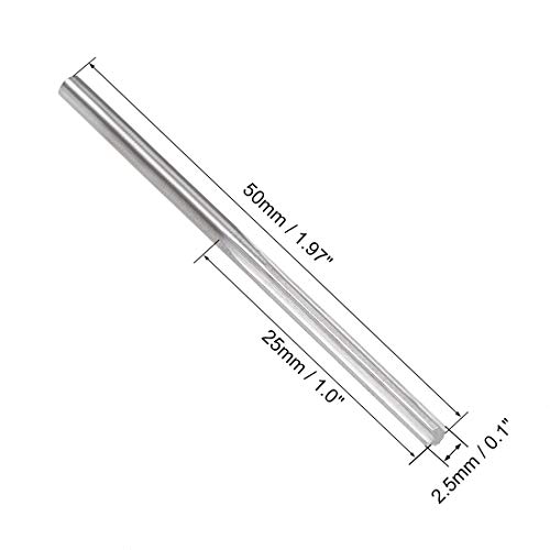 Uxcell 2.5Mm Chucking Reamer, Tungsten Carbide Lathe Machine Reamer H7 4 Straight Flutes, Round Shank Milling Cutting Tool, For Stainless Steel Alloy Copper Metal #TOP2