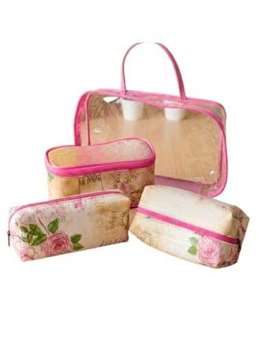 Kit Necessaires Organizadoras Maquiagem Viagem Bolsa e Estojos Multiuso(Paris Bege Vintage)