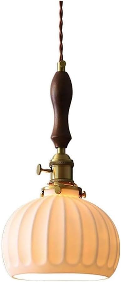 Lámpara colgante de bronce antiguo E26, lámpara de cerámica retro japonesa E26, accesorio de iluminación ajustable Compatible with interiores,Lámpara de araña