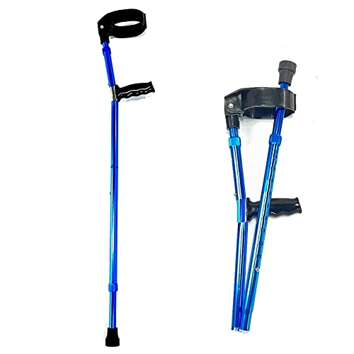 Składana kula ortopedyczna, lekka, aluminiowa, 10-stopniowa, regulowana wysokość, ergonomiczna podpórka na łokieć, uchwyt antypoślizgowy, przenośna pomoc do chodzenia dla osób starszych i dorosłych