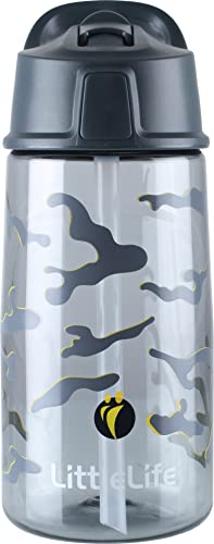 LittleLife Children's Water Bottle With Easy-Access Lid and Straw Leak-Proof And BPA-Free, Camo, 550 ml