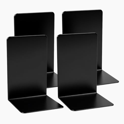 KKLM ブックエンド ブラック 2セット 4枚入り 滑らず倒れない 本立て 卓上での収納や整理に便利 書類 CD 雑誌 ファイル の整理に最適 文房具入れとしても活用可能