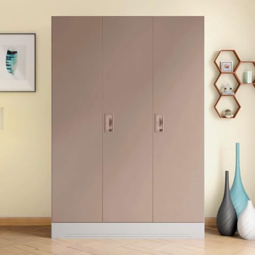 Image of Interio by Godrej Almirah Slimline 3-Door Steel Almirah, Cupboard for Clothes (Alpine White and Portabella Matte), 1-Year Warranty, 7 Shelves, 1 Locker