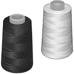 Maquina Remalladora Precio 2 conos de hilo de poliester, especiales para máquinas de coser y remalladoras (1 blanco + 1 negro)