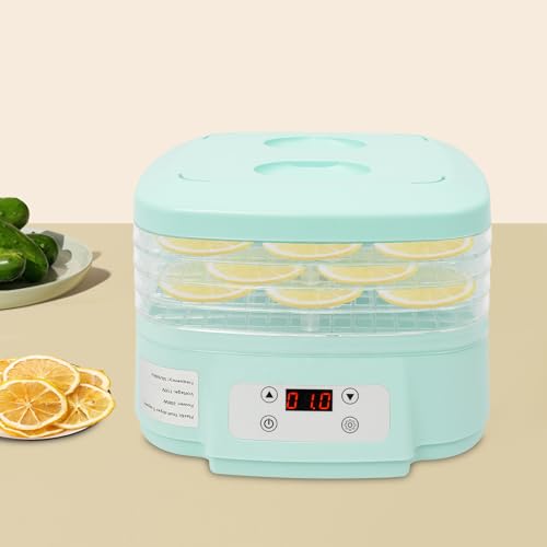 800W 5 Trays Food Dehydrator,95-176? Temperature& 24H Timer Temperature Control Keep Warm Function Dryer for dried fruits, vegetables, meats, herbs, floral teas nuts and mushrooms(Mint Green)