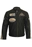 Emblemas de moto y moto en brazos y pecho. También se puede llevar como chaqueta de moda
