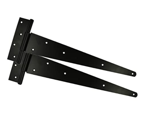 Haven Heritage Black T Hinges 24 Inch - Weather Resistant, Black Japanned Finish, Surface Mount, Metal, Powder Coated, Rustic, Classic Style