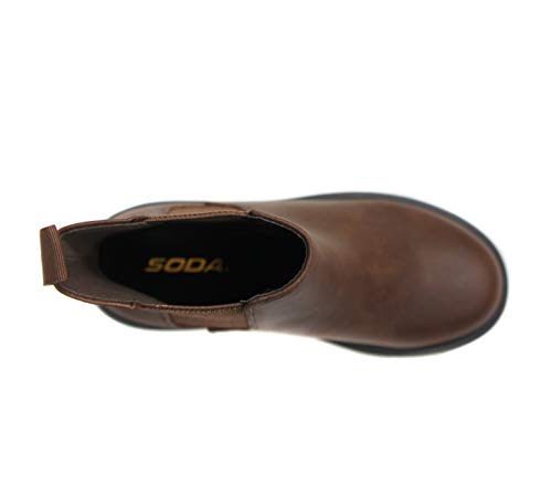 Image of Soda Pilot ~ Women Lug Sole Low Heel Chelsea Fashion Ankle Bootie w /Double Elastic Gore