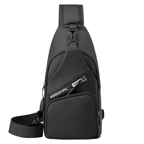 MANNUOSI Sac à Dos Porté travers Homme Imperméable pour Voyage et Randonnée Noir