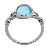 SUPVOX Anillo de Cristal Aguamarina Tamaño 6 para Mujer, Anillo de Banda Minimalista de Vidrio, Joyería Elegante para Bodas y Uso Diario