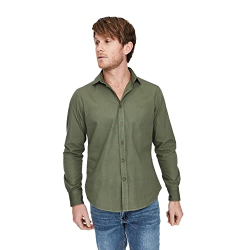 NUÑEZ DE ARENAS Camisa Sport Lavada Cracovia - Camisas de Vestir Casual y Sport - 70% algodón 30% Polyester - Slim 6/XXL Cover