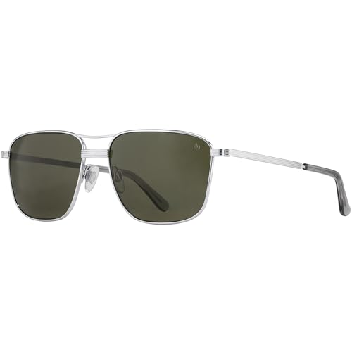 AO Airman Sunglasses - Silver - Calobar Green AOLite Nylon Lenses - 56-15-145