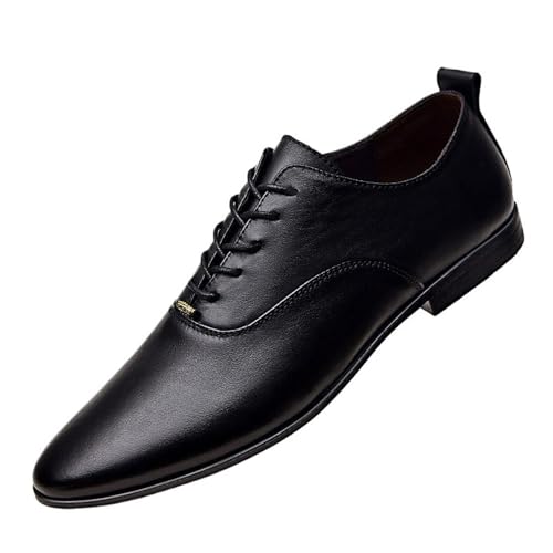 Mens Pointed Toe Leather Dress Shoes Black Business Formal Spring Summer British Style Fashion Groom Footwear Lace Up2