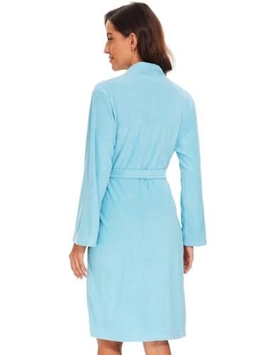Image of Vislivin Womens Lightweight Bathrobe Soft Kimono Robes Terry Cloth Bathrobe Knee Length Bath Gown