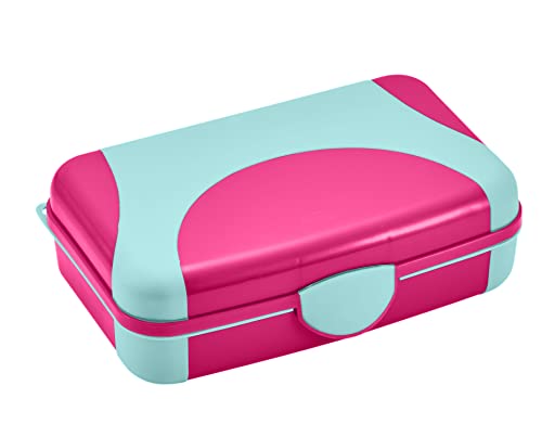 Image of LockerMate by Bostitch Hard Pencil Case, Durable Plastic Pencil Box, Kid-Friendly Design, Pink & Blue