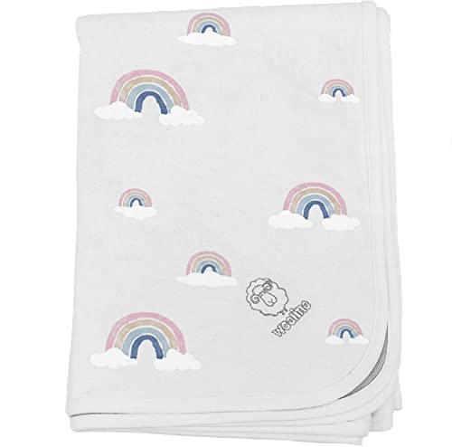 Image of Woolino Toddler Blanket - Merino Wool and Organic Cotton Baby Blanket for Girls and Boys - 4 Season - 52.5” x 40” - Rainbow