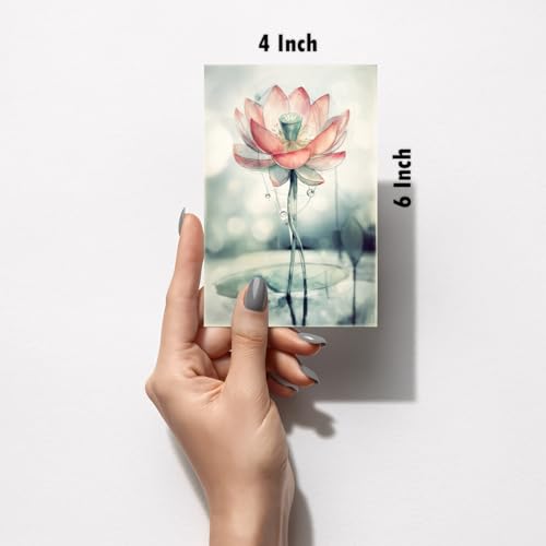 Image of SiddArtify Lotus Flower Wall Art Prints Set - Watercolor Floral Poster Decor for Living Room Bedroom Office - Set of 2-4x6 Inch - Board (Pack of 6) - Sticker (Pack of 6)