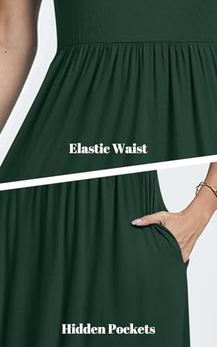 Image of Womens Short Sleeve Empire Waist Dresses Casual Summer Dress with Pockets