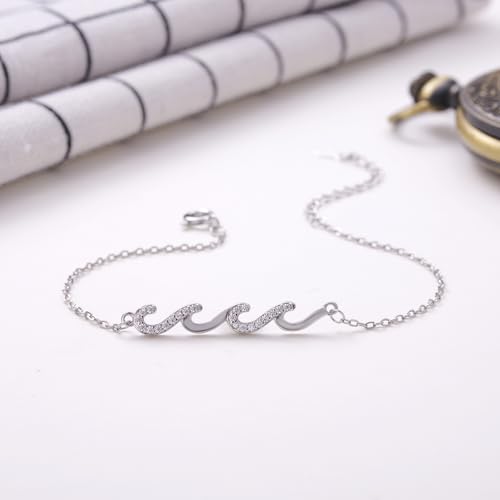 Image of Kvekstio Best Friend Gift, Sparkling Wave Charm Friendship Bracelet for BBF Bestie Sister Friends, Through The Waves of Life