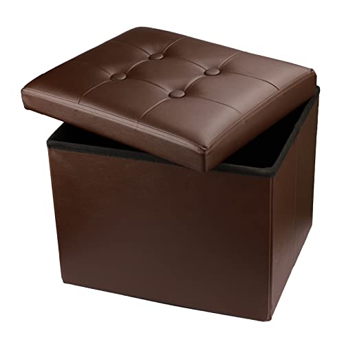 Ottoman-Storage-Ottoman-Collapsible-Ottoman-with-Storage-Foot-Rest-Small-Ottoman-Foot-Stools-Brown-L17W13H13inches Ottoman Storage Ottoman Collapsible Ottoman with Storage Foot Rest Small Ottoman Foot Stools Brown L17W13H13inches