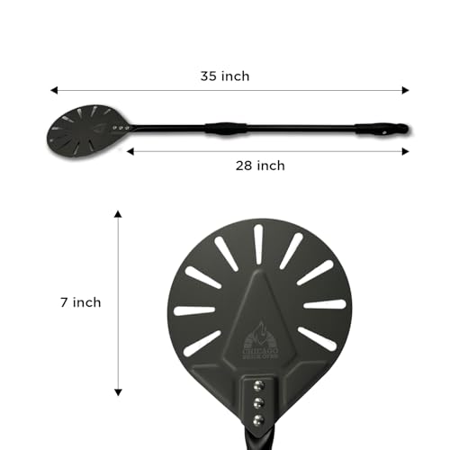 Image of Chicago Brick Oven Turning Perforated Pizza Peel - 7 inch Diameter - 35 inch Overall Length - Premium Pizza Peel, Pizza Steel, 12 Inch for Professional and Home Use