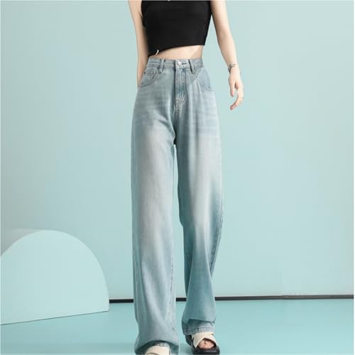 Light-Colored Jeans Summer Fashionable All-Match High Waist Straight Pants4