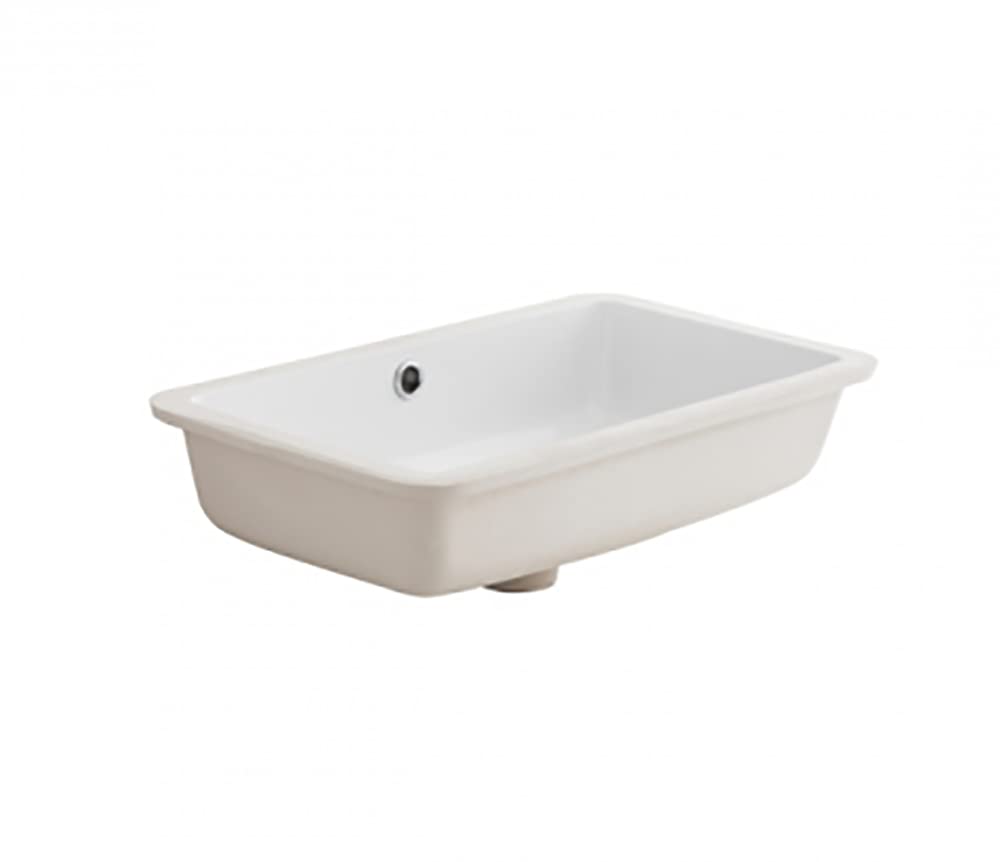 Agres - Lavabo Bajo Encimera de Porcelana Blanca 55x35x13 cm | Rectangular con Rebosadero | Ideal para Muebles de Baño con Fondo de 46 cm