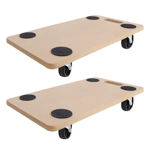 UISEBRT Lot de 2 roulettes de transport 580 x 290 x 108 mm - Planche à roulettes - En panneau MDF - Aide au transport de meubles - Charge maximale : 200 kg