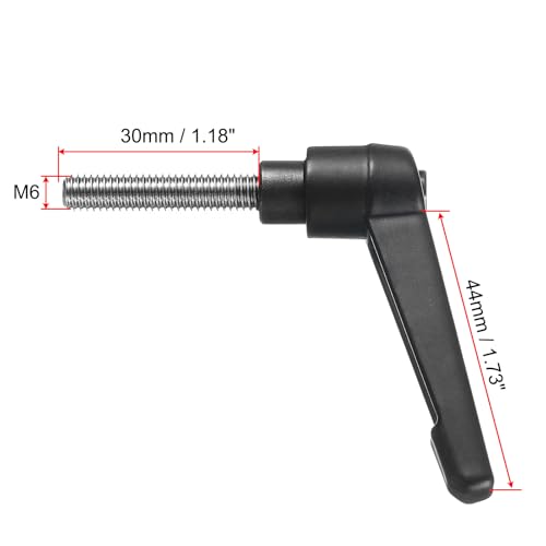 Image of uxcell Adjustable Clamping Lever Handle M6 x 30mm Metric 304 Stainless Steel Male Threaded Stud Hand Knobs Push Button Ratchet Rotating Screw Handles Bolts with Locking Lever Black
