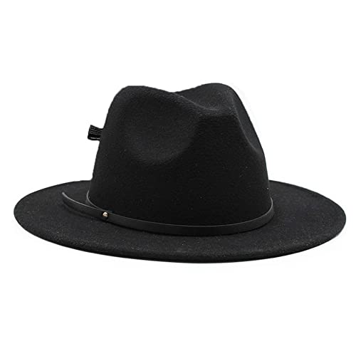 Lady-Fashion-Fedora-Chapeau-Double-Face-Panama-Cap-Mens-Costume-Robe-Chapeaux-Deux-Teint-Laine-Feutre-Casquette-Decontractee-avec-Boucle-De-Ceinture-PU-pour-Une-Fete-De-Mariage