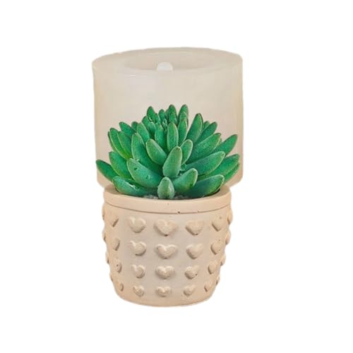 Silicone Flower Pots Mold DIY Relief Heart Concrete Candle Holder Mould Resin