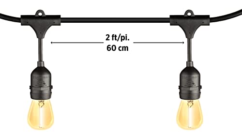 Luminus Led 48" Outdoor Vintage String Lights - 48 Sockets, Bulbs Included, 12W Equivalent (1.2W) 90 Lumens, 15000 Hour Lifespan, Non-Dimmable, 2200k Amber, 1 Pack by Luminus - Image 3