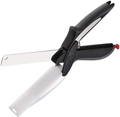Food Chopper-Clever Stainless Steel Knife with Cutting Board Built-in-Use for Quick and Easy