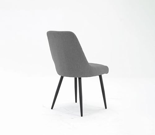 Image of Finch Fox Morris Glam Comfortable Fabric Upholstered Padded Living Room Side Dining Chair for Cafeteria Bedroom, Restaurents, Home, Office with Black Metal Legs in Dark Grey Color (Set of 4)