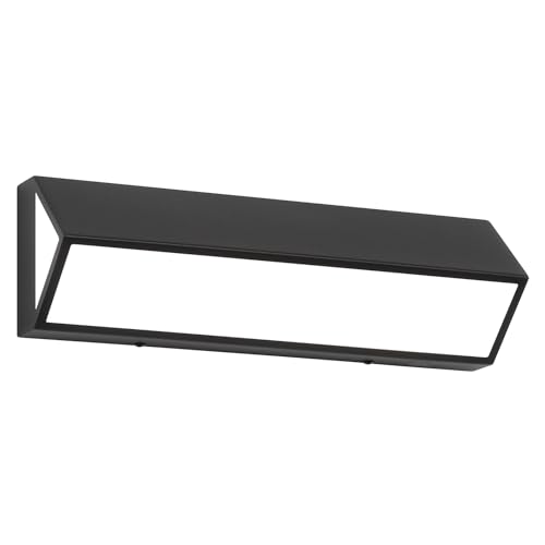 Image of 16-Inch LED Modern Bathroom Vanity Light Fixtures, Matte Black Modern Acrylic Bathroom Wall Lighting Fixtures Over Mirror (Cool White 6000K)
