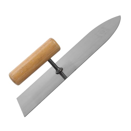 HAMPPLIES Paleta de Acero Inoxidable para Acabado con Mango de Madera Ergonómico Llana Multiusos para Enlucido Alisado y Rejuntado Herramienta Resistente para Profesionales y Bricolaje