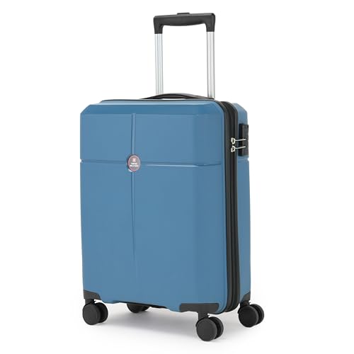 Image of SWISS MILITARY Jazz 55cm Hard Luggage Trolley Bag with 45L Capacity, 360 Rotatable Wheels, 3 Dial Lock and a Durable PP Body, Lightweight, Stylish and Secured, Suitcase Bags for Travel - Navy