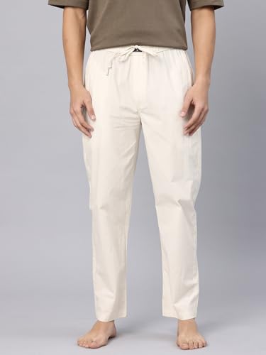 Image of Majestic Man Men's Pure Cotton Solid Lounge Pyjama Pants| Comfort Fit | Elastic Waist with Drawstring | 3 Pockets | Front Zip Closure